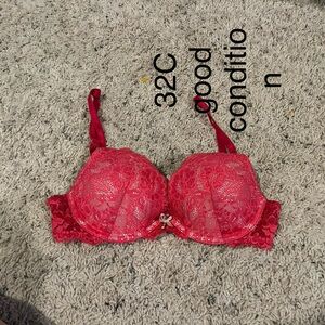Victoria Secret Dream Angels Push Up Elegant Pink Lace Bra 32 C